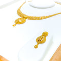 22k-gold-Intricate Reflective Dangling Chand Necklace Set