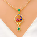 Vibrant Halo Peacock CZ Pendant