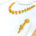 22k-gold-Majestic Tapering Wire Ball Necklace Set