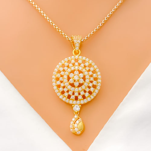 Sophisticated Shimmering Floral CZ Pendant