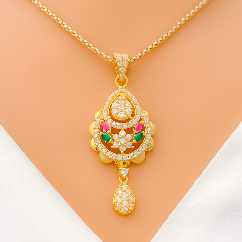 Colorful Floral CZ Pendant