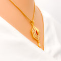 Ethereal Elevated Open Hexagon CZ 22k Gold Pendant