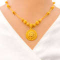 22k-gold-classic-flower-accented-round-necklace-set