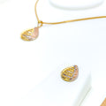 Multi Tone Striped Drop Pendant Set
