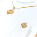 Dazzling Three Tone Striped Pendant Set