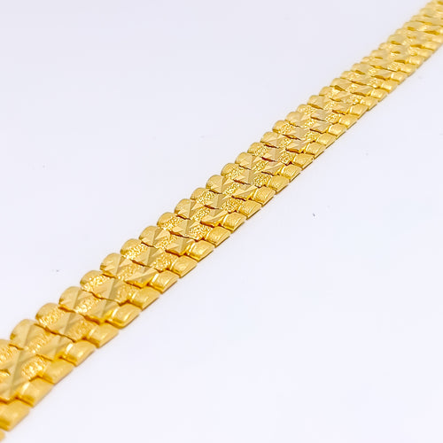 22k-gold-Reflective Dual Finish Faceted Men's Bracelet