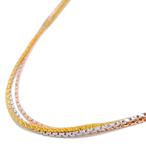 22k-gold-Unique Triple Layered Multi Tone Chain - 16"