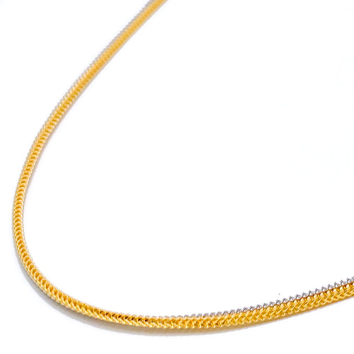 22k-gold-Bright Radiant Two-Tone Symmetrical Chain - 18"