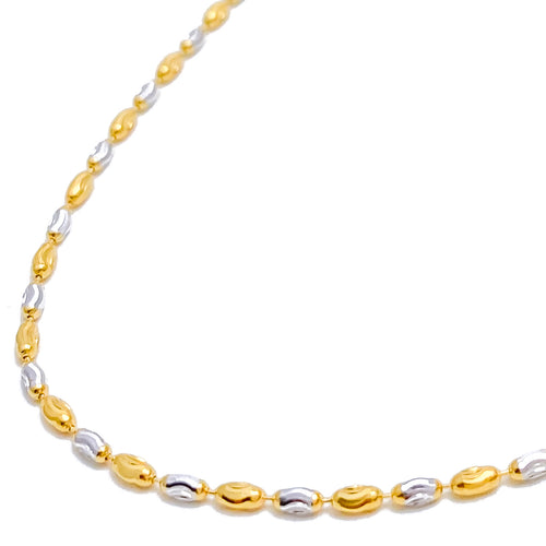 22k-gold-Evergreen Alternating Rice Bead Chain - 20"