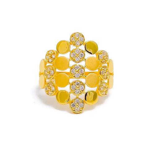 22k-gold-Modern Polka Dotted CZ Ring 