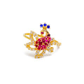 22k-gold-Iconic Colorful Peacock CZ Ring 