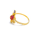22k-gold-Iconic Colorful Peacock CZ Ring 