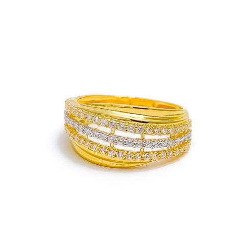 22k-gold-Lavish Triple Striped CZ Ring 