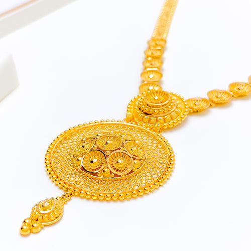 22k-gold-Unique Round Filigree Floral Set