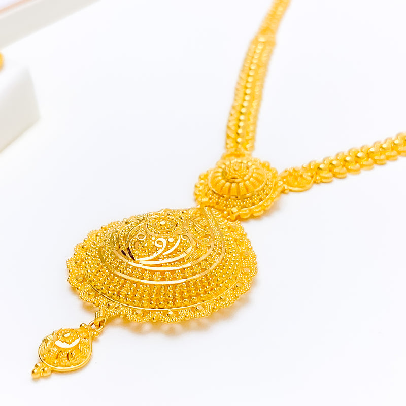 22k-gold-Extravagant Shimmering Tear-Drop Long Set