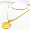 22k-gold-Sparkling Floral Coin Pendant