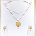 Tasteful CZ Dome 22k Gold Pendant Set