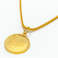 22k-gold-Satin Finish Flower Coin Pendant