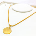 22k-gold-Satin Finish Flower Coin Pendant