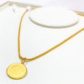 22k-gold-Satin Finish Flower Coin Pendant