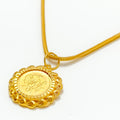 22k-gold-Reflective Leaf Accented Coin Pendant