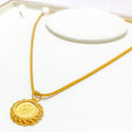 22k-gold-Reflective Leaf Accented Coin Pendant