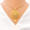 Tasteful CZ Dome 22k Gold Pendant Set