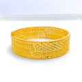 22k-gold-Bright Dual Finish Flower Bangle