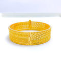 22k-gold-Bright Dual Finish Flower Bangle