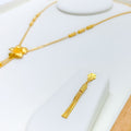 22k-gold-Attractive Textured Flower Necklace Set