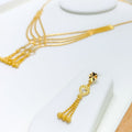 22k-gold-Dangling Heart Multi Chain Necklace Set
