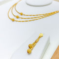 22k-gold-Dressy Delicate Triple Orb Necklace Set