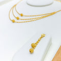 22k-gold-Smooth Finish Three Chain Necklace Set