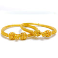 22k-gold-Decorative Flower Accented Pipe Bangles