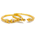 22k-gold-Unique Flower Accented Meena Bangles