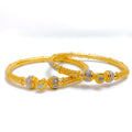 22k-gold-Sophisticated Two Tone Dressy Bangles