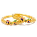 22k-gold-Majestic Flower Adorned Bead Bangles