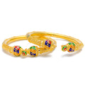 22k-gold-Majestic Flower Adorned Bead Bangles