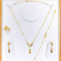 21k-gold-Palatial Marquise Leaf CZ Necklace Set w/ Bracelet & Ring