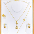 21k-gold-Lovely Clover CZ Necklace Set w/ Bracelet & Ring 