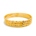 22k-gold-Extravagant Alternating Leaf Bangles