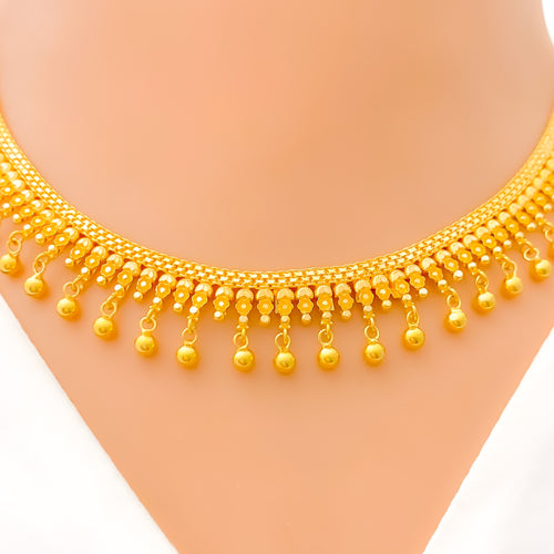 Shimmering Tassel 22k Gold Necklace Set