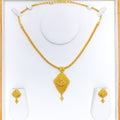22k-gold-Detailed Hanging Bead Necklace Set 
