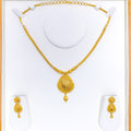 22k-gold-Paisley Accented Striped Drop Necklace Set 