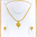 22k-gold-Radiant Round Floral Necklace Set