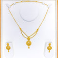 22k-gold-Elegant Dual Chain Crescent Necklace Set 