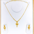 22k-gold-Intricate Dome Crescent Necklace Set 