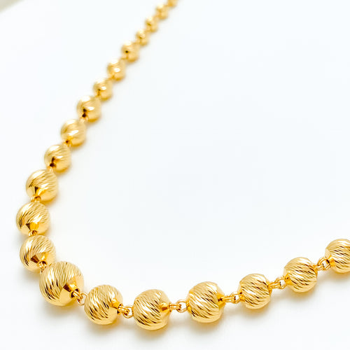 Striped Orb Gold Chain - 24"