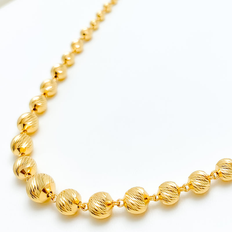 Striped Orb Gold Chain - 24"