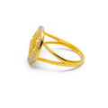 Radiant Round Jali CZ 22k Gold Ring